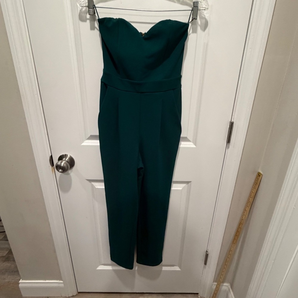 Express Womens Jumpsuit Strapless Sweetheart Neckline‎ Dark Green 00